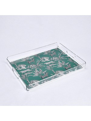 Qua Home Jungle Pleksi Zebra Yeşil Tepsi 40X30 cm