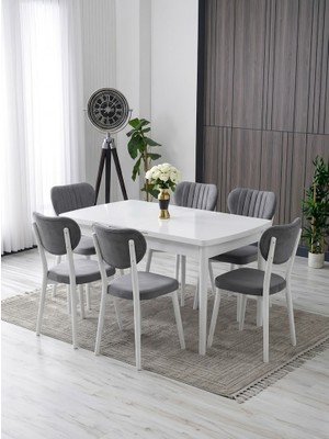JoyMassa 80X130 Açılabilir Kelebek Masa / 6 Adet Elma Sandalye Takımı