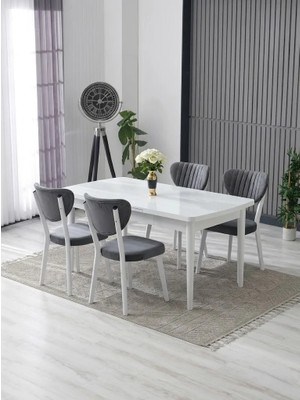 JoyMassa 70X110 Sabit Masa / 4 Adet Elma Sandalye Takımı