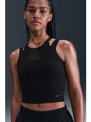 Nike Dri Fit Cropped Tank Top Kadın Antreman Crop Atlet Siyah