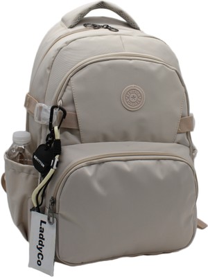 LaddyCo Modern Günlük Okul Sırt Çantası Suya Dayanıklı Unisex Okul Çantası 34500 Bej