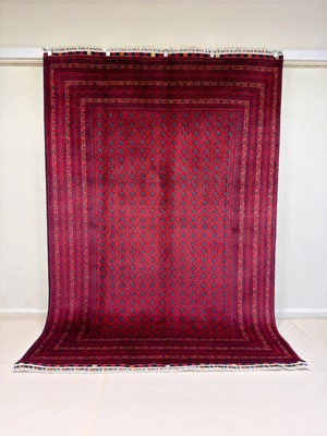 El Dokuma Afgan Halı Bordo Renk Kök Boya 205 x 293 cm