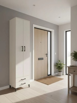 Dienni Arges Çok Amaçlı Dolap Mutfak Banyo Dolabı 5 Raflı 2 Çekmeceli 2 Kapaklı 60X30X243 Aytaşı-Aytaşı