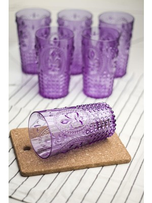 Trend Kapında Akrilik Mor 6'lı Uzun Bardak & Su Meşrubat Bardağı 750 ml ( Büyük Boy & Cam Değildir )