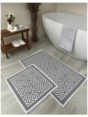Doğal Pamuklu 2li Banyo Paspas Seti 60X100 50X80 cm