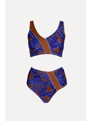 Ayyıldız 6602 Lila Kahverengi Toparlayıcı Büstiyer Bikini Takımı