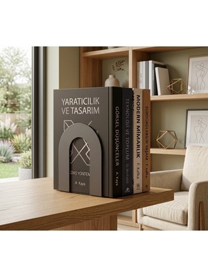 Lunoart Dekoratif Metal Kitap Tutucu 2’li Set – Kitaplık Düzenleyici Aksesuar – Siyah Kitap Düzenleyici