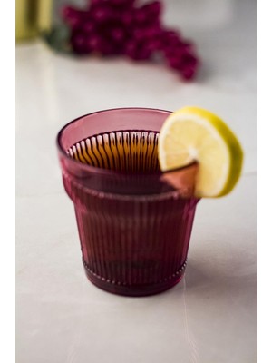 Trend Kapında Akrilik Mürdüm 6'lı Kısa Bardak & Su Meşrubat Kahve Yanı Bardağı 300 ml ( Cam Değildir )