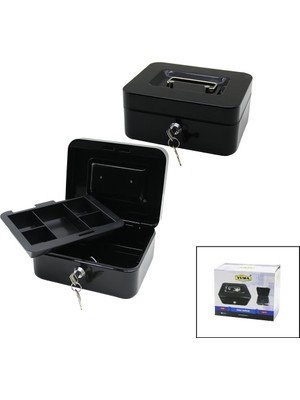 Trend Kapında Anahtarlı Küçük Metal Para -Değerli Eşya Kutusu 2kat=tek+6 Bölme Taşıma Kulp - 15.2X11.8X8CM