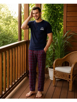 Tampap 7694 Erkek Penye Kısa Kollu Pijama Takımı