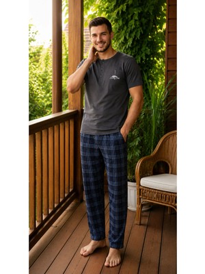 Tampap 7694 Erkek Penye Kısa Kollu Pijama Takımı