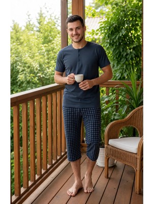 Tampap 7703 Erkek Penye Kapri Pijama Takımı