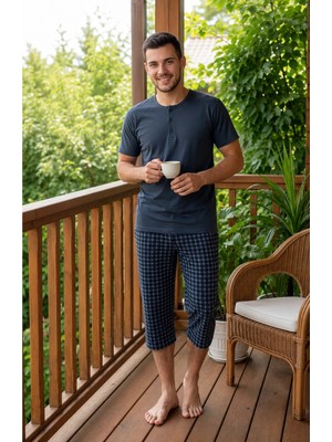 Tampap 7703 Erkek Penye Kapri Pijama Takımı