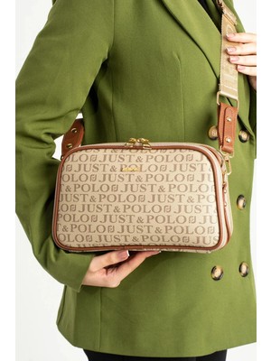 Just Polo Kadın Emprime Suni Deri Orta Boy Şık Omuz Çantası Shopper 232053PC