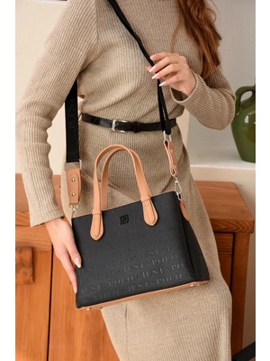 Just Polo Kadın Orta Boy Kabartma Desenli Shopper Şık El & Omuz Çantası Shoulder Bag