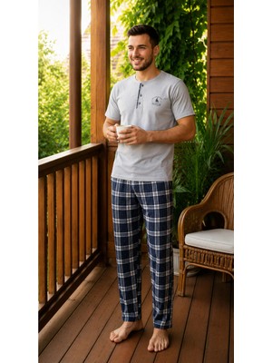 Tampap 7694 Erkek Penye Kısa Kollu Pijama Takımı