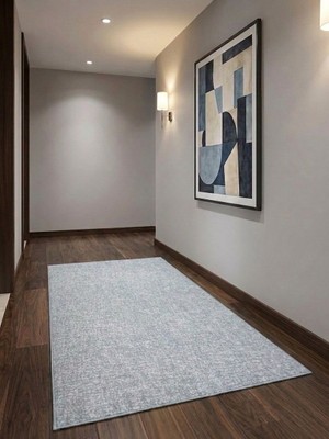 NarStore Home Düz Desen Gri Yıkanabilir Kaymaz Taban Kesme Halı Yolluk