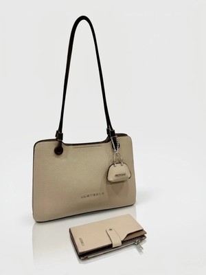 Just Polo Lüks Tasarım Büyük Boy Premium Gümüş Logolu El Çantası ve Cüzdanı Kombin Tote Bag Ebat : 22 x 34 cm