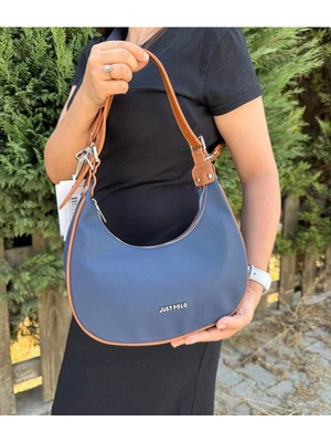 Just Polo Kadın Lacivert Taba Çift Askılı Rahat ve Şık Model Su Geçirmez El & Omuz Çantası Shoulder Bag