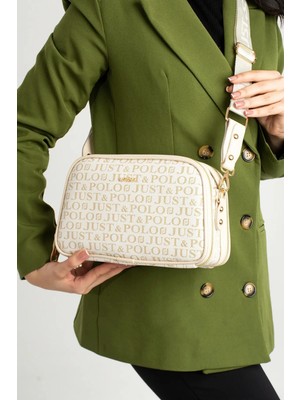 Just Polo Kadın Emprime Suni Deri Orta Boy Şık Omuz Çantası Shopper 232053PC