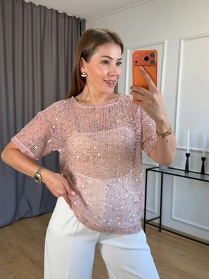 Size Özgü Pembe Pullu File Bluz