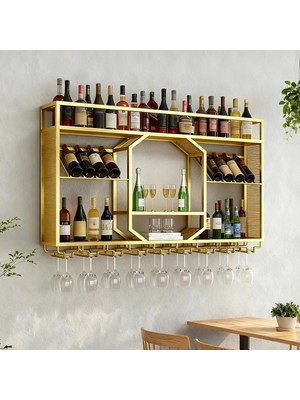 Merzana Metal Duvar Şaraplığı – Kadeh Askılı Duvar Bar Ünitesi ve Şarap Düzenleyici