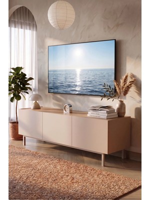 Yurudesign Sedra Tv Ünitesi Sehpası 3 Kapaklı Ahşap Ayaklı 150CM Kumsal-Sepet Sd3-Cs