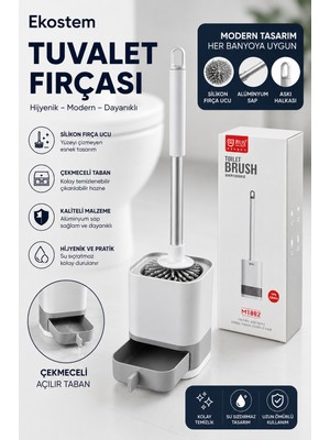 Ekostem Silikon Uçlu Hazneli Tuvalet Fırçası Seti - Tuvalet ve Klozet Temizleme Fırçası