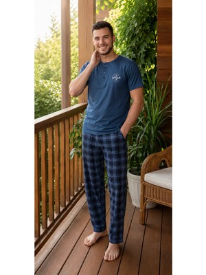 Tampap 7694 Erkek Penye Kısa Kollu Pijama Takımı