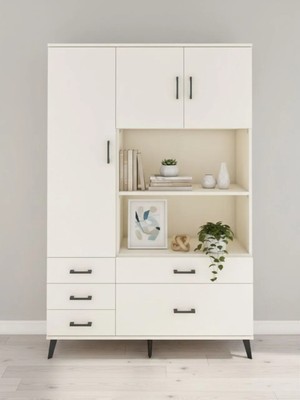 Dienni Hyperion Çok Amaçlı Dolap 7 Raflı 5 Çekmeceli 3 Kapaklı 132X44X195 Aytaşı-Aytaşı/Aytaşı
