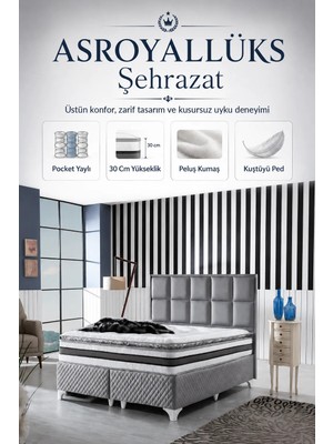 Asroyallüks Şehrazat 90 x 190 cm Pedli Paket Tavşan Tüyü Kumaş Yaylı Yatak