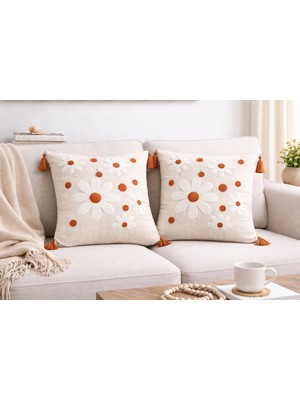 Livera Home Modern Punch Işlemeli 2'li Kırlent Kılıfı Dekoratif (43X43CM)
