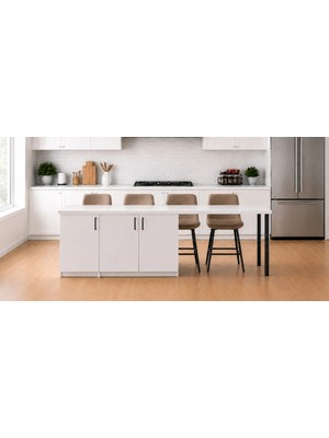 T Designo Bal Mutfak Adası - 3 Kapaklı-Çok Amaçlı Dolap-Alt Modül-Kiler - 250 cm