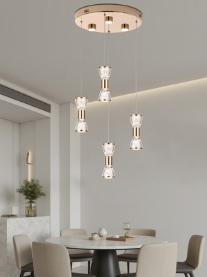 Apliqa Sayen 4'lü Yuvarlak Gold Sarkıt LED Avize