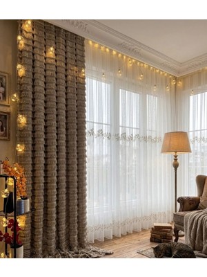 Nivemes Home Nivemeshome Eylülzade Gold Detay 1/3 Pileli Tül Perde Apm