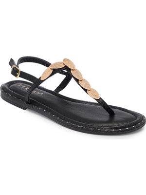 Tergan Siyah Hakiki Deri Kadın Sandalet - K26Y1SN68430-A23