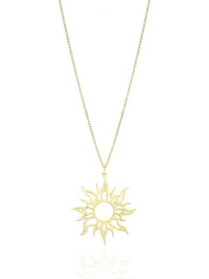 Oya Silver Golden Nomad 24K Altın Kaplama Gümüş Tasarım Güneş Kolye [OYOT315]