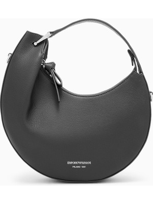 Emporio Armani Kadın Çıkarılabilir Omuz Askılı Dokulu Deri Yüzeyli Mini Siyah Omuz Çantası EW005671 AF29459-UC001
