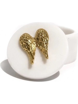 Miarik Design Dekoratif Melek Detayli Gold Pirinç Kulplu Beyaz Renkkutu