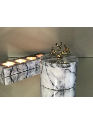 Miarik Design Dekoratif Gold Mercan Detayli Leylak Kutu Küçük Boy