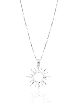 Oya Silver Tasarım Gümüş Güneş Kadın Kolye [OYOT313]