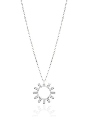 Oya Silver Modern Tasarım Gümüş Güneş Kolye [OYOT314]