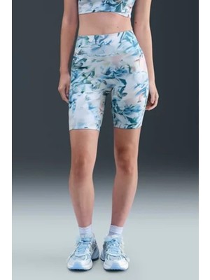 Nike Universa Women's Artist Collection High-Waisted 20.5cm Biker Shorts Yüksek Bel Spor Şort Tayt Yeşil