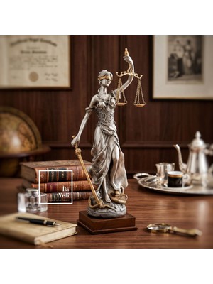 İki Yedi Konsept Themiron Adalet Tanrıçası Themis Heykeli 43 cm Lady Justice Biblo Hukuk Ofisi Dekoru Avukata Hediye