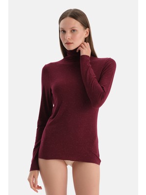 Dagi Bordo Lureks 5023KC Modal Kaşmir Boğazlı Uzun Kollu Üst