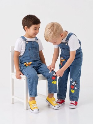 Mişsa Bebe Çocuk Kot Salopet Bol Kesim Denim 3-6 Yaş 1 Parça