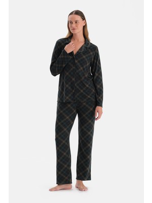Dagi Koyu Yeşil Ekoseli Termal Gömlek Pantolon Pijama Takımı