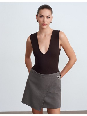 Cns Woman V Yaka Bodysuit - Koyu Kahve