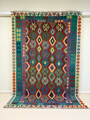 Afgan Halı El Dokuma Afgan Kilim  Çift Taraf Kullanım Kök Boya 199 x 292 cm