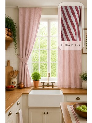 Quba Deco Premium Pötikare Çizgili Düz Desenli Su Itici Dayanıklı Fon Perde Salon Oturma Odası Mutfak Yatak Od